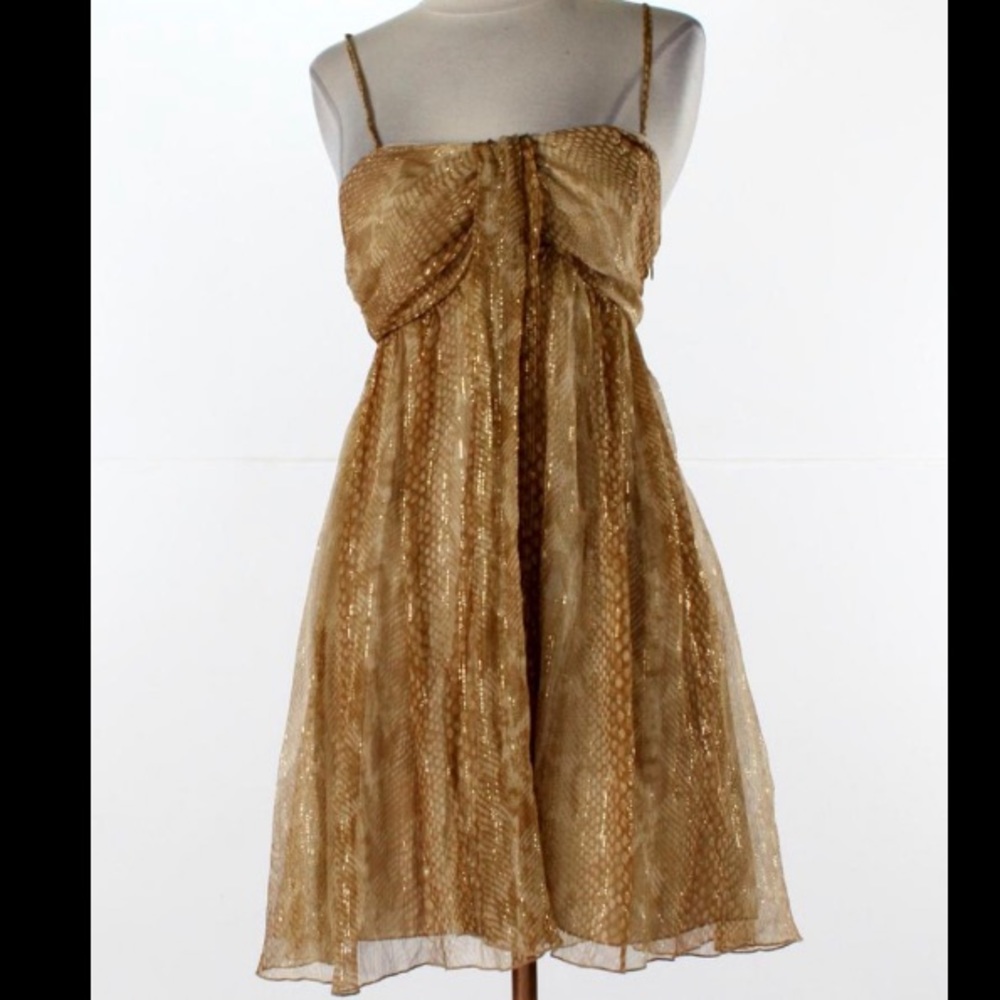 Express Tunic Dress Gold Silk Snake Print